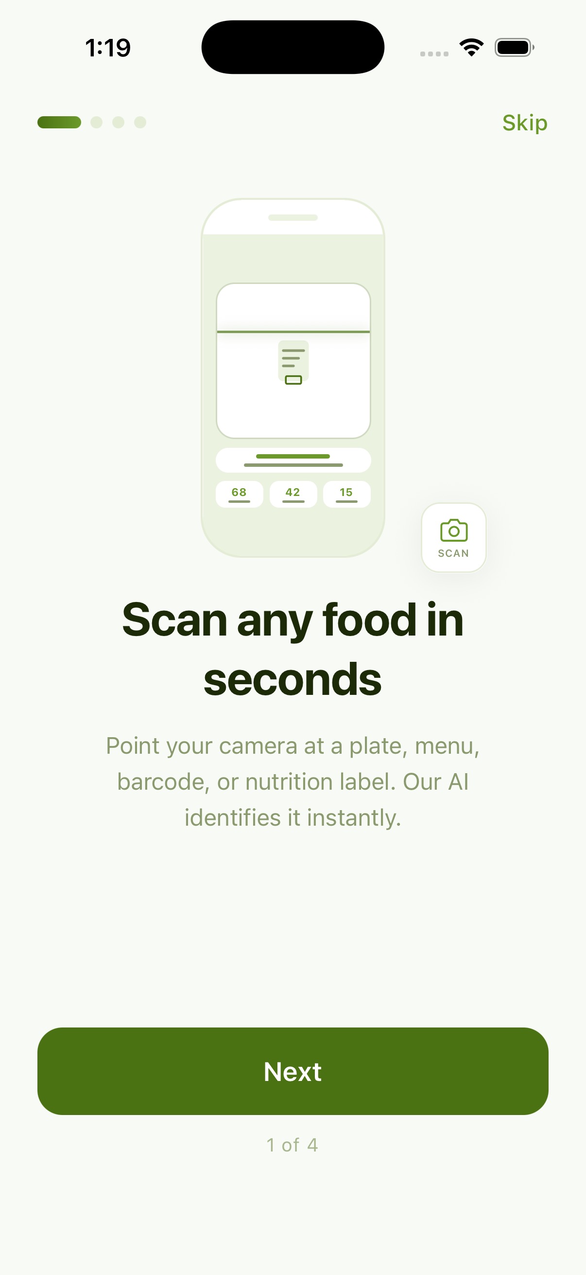 Wellscan AI in-development product screens